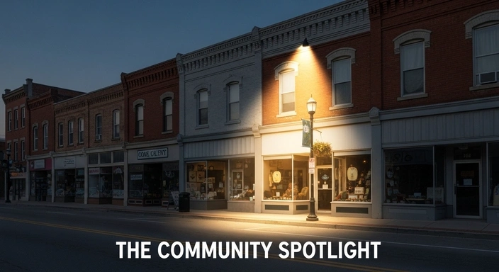 Downtown street at night. Affordable SEO services for local businesses.