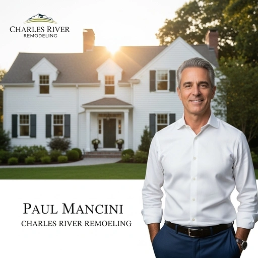 Watertown MA SEO Services: Charles River Remodeling owner Paul Mancini in front of a remodeled home.