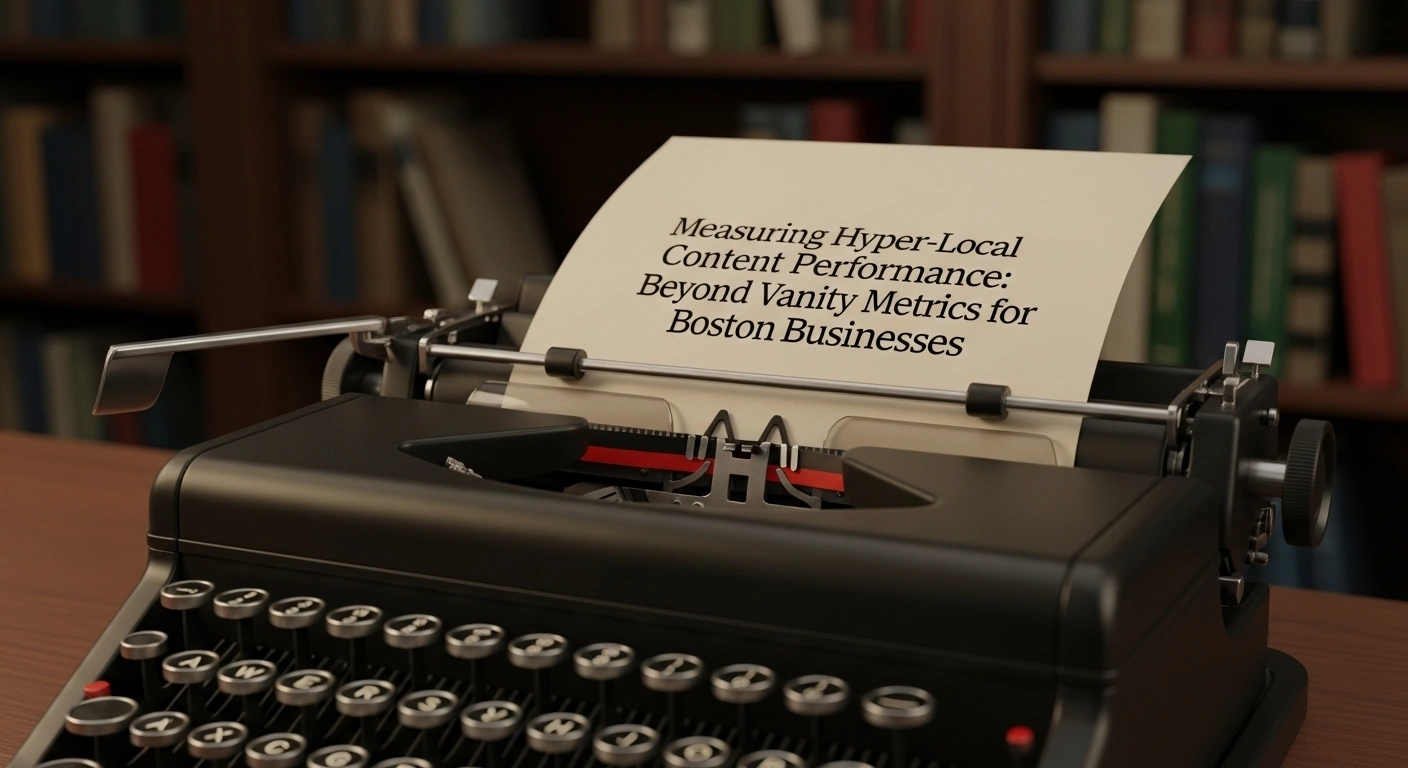 Vintage typewriter with paper: Measuring Hyper-Local Content Performance: Beyond Vanity Metrics for Boston Businesses.