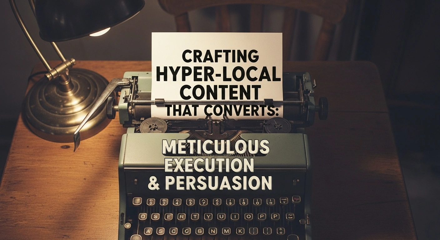 Vintage typewriter with Crafting Hyper-Local Content text. Content marketing concept.