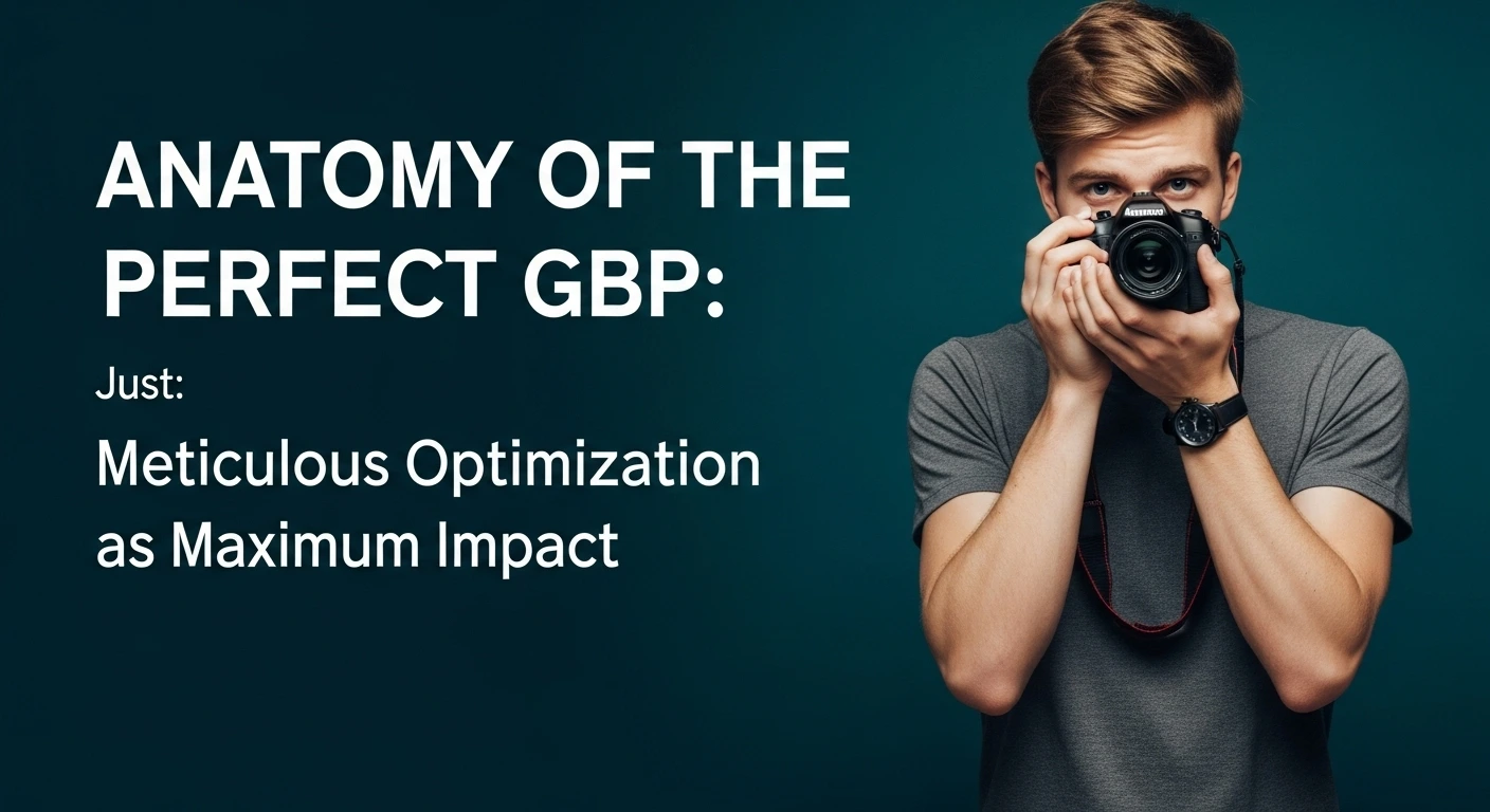 Anatomy of Perfect GBP: Meticulous Optimization. Photographer with camera and watch. Business optimization concept.