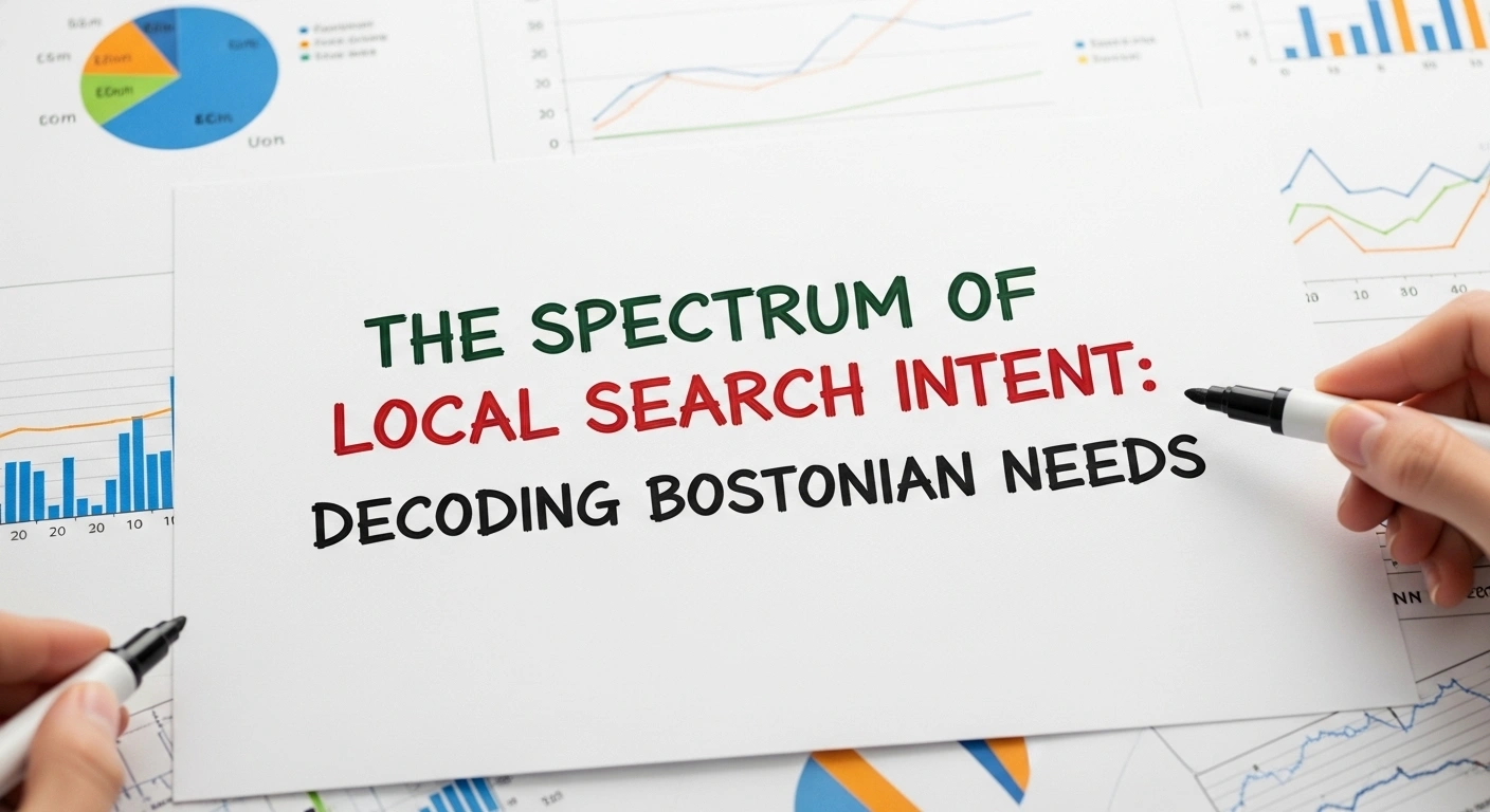 Local search intent analysis: Decoding Bostonian needs. Business data charts.